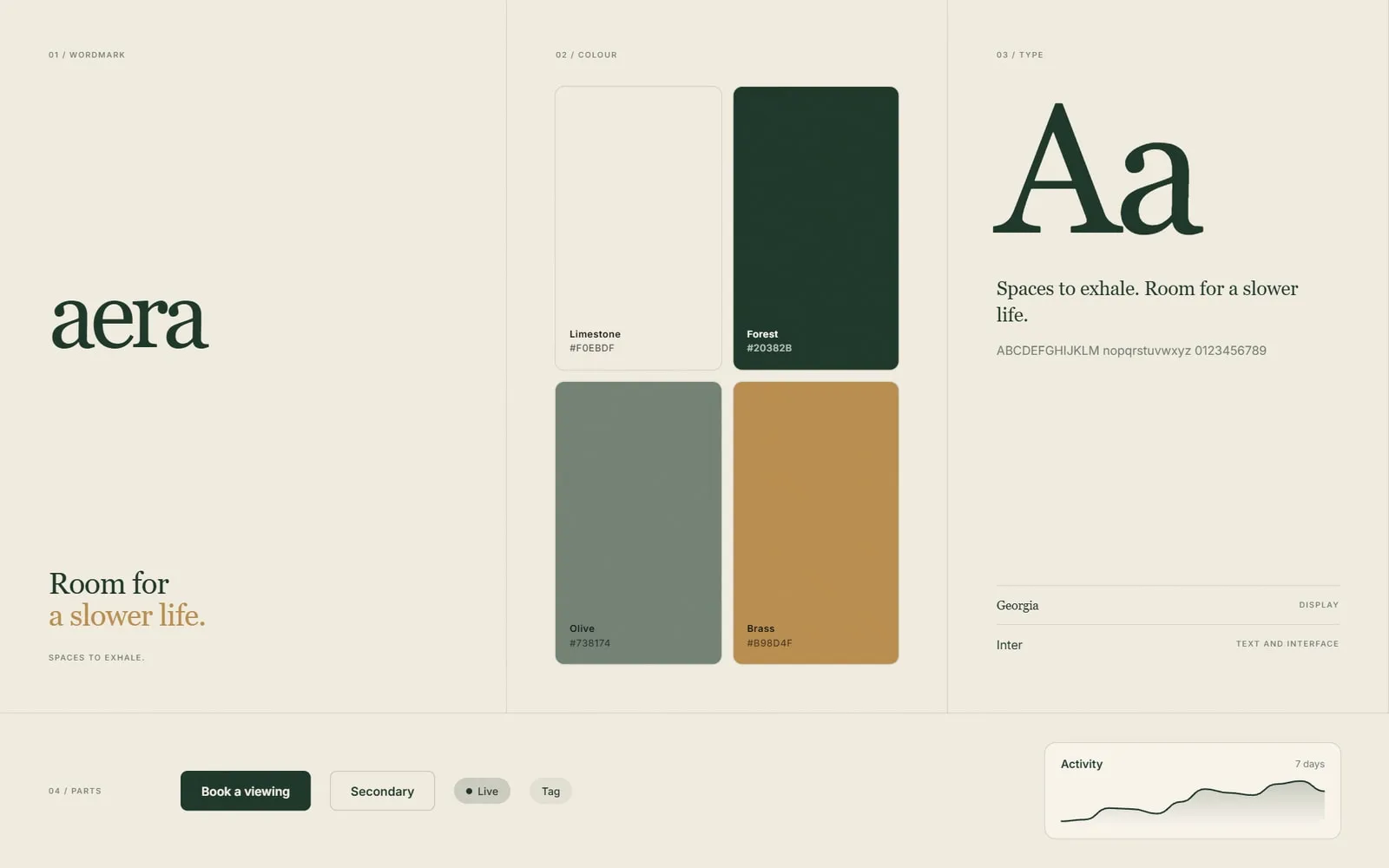 Aera Living identity and interface system