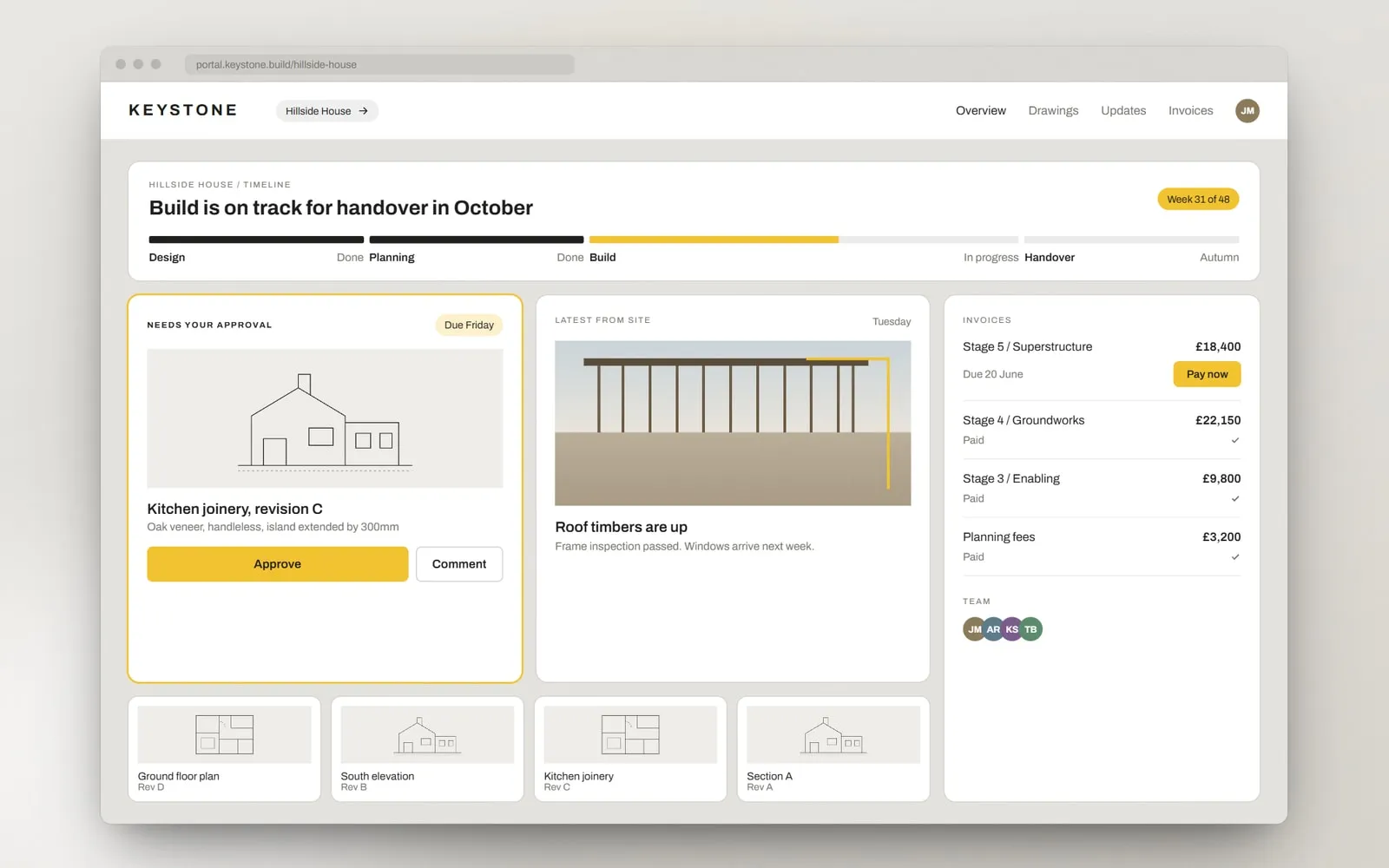 Keystone desktop interface, project portal