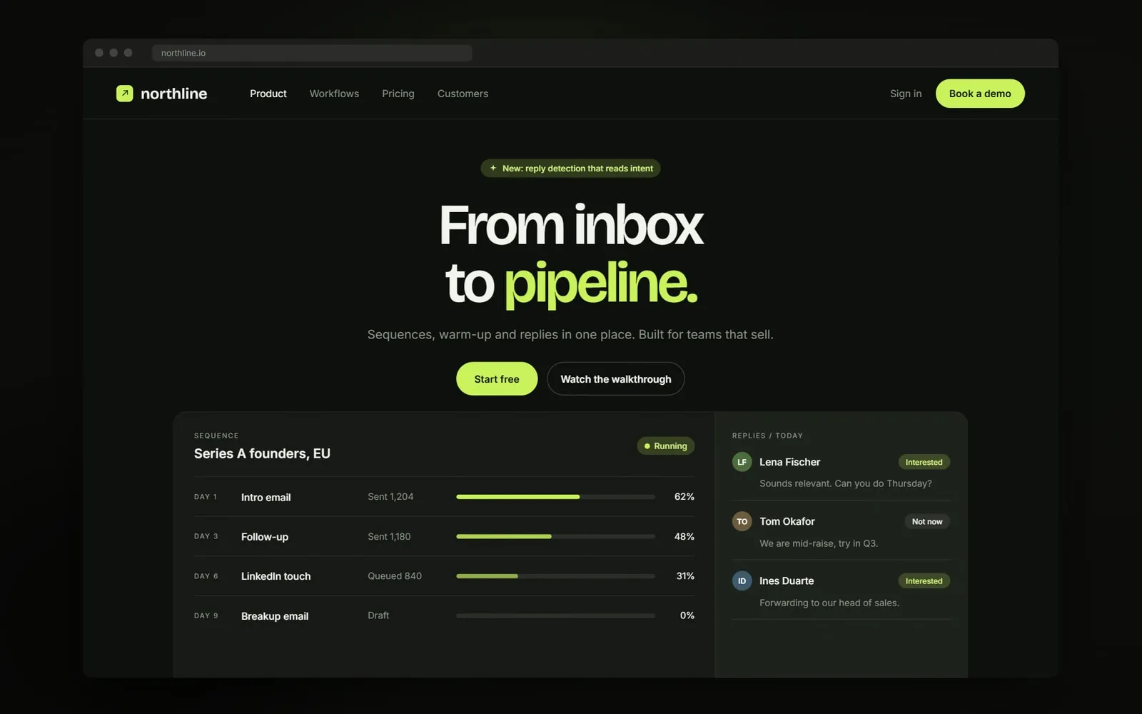 Northline desktop interface, product walkthrough