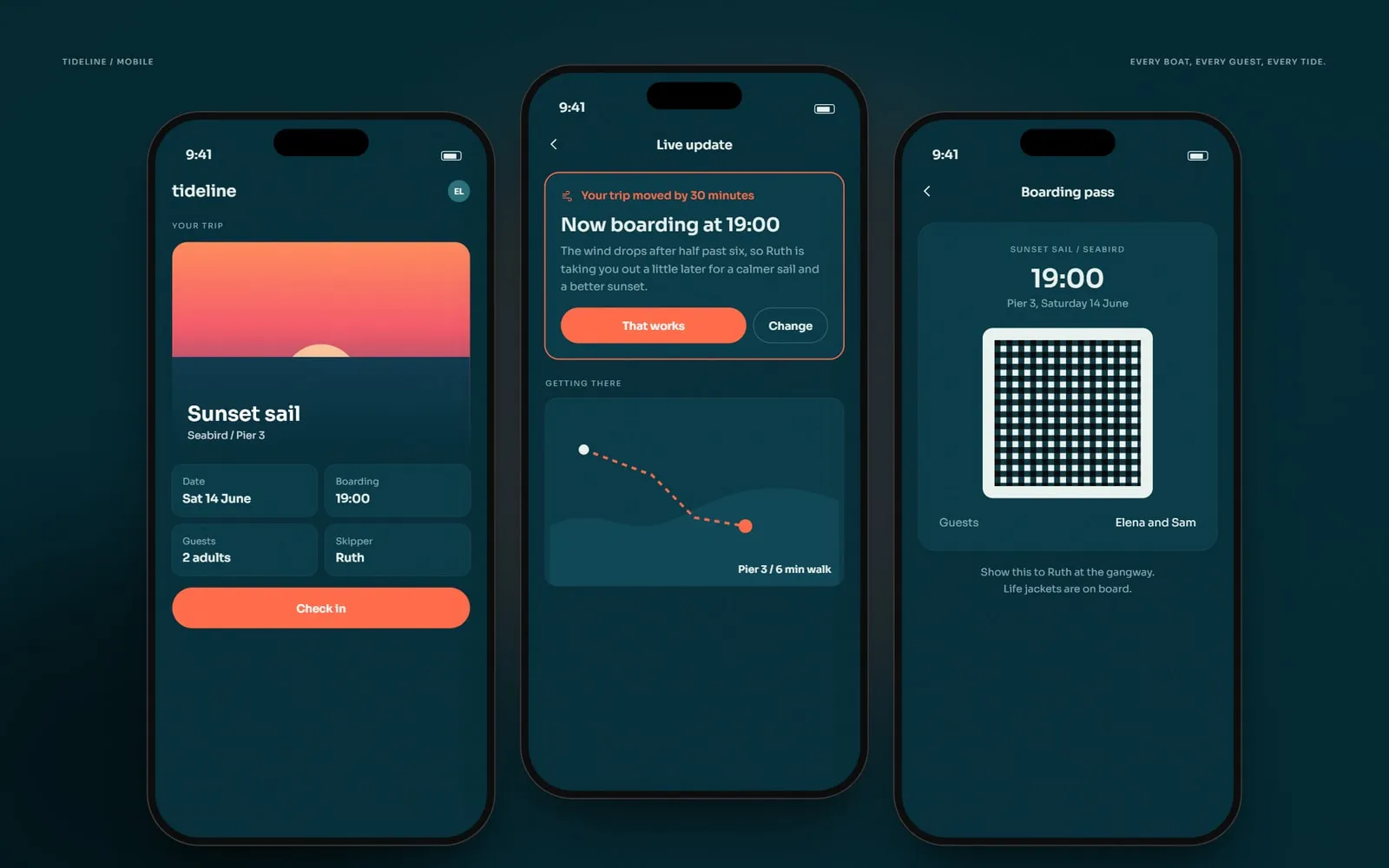 Tideline on mobile, guest app